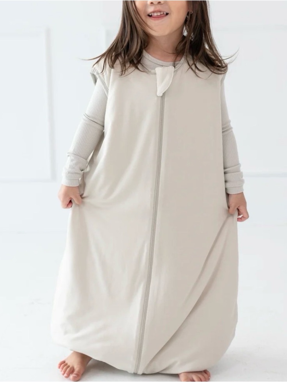 KYTE Kids Beige Sleep Sack Pajamas - Soft Zippered Wearable Blanket